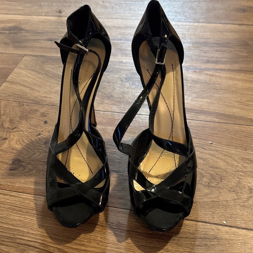 Kate Spade Black Patent Strappy Heels